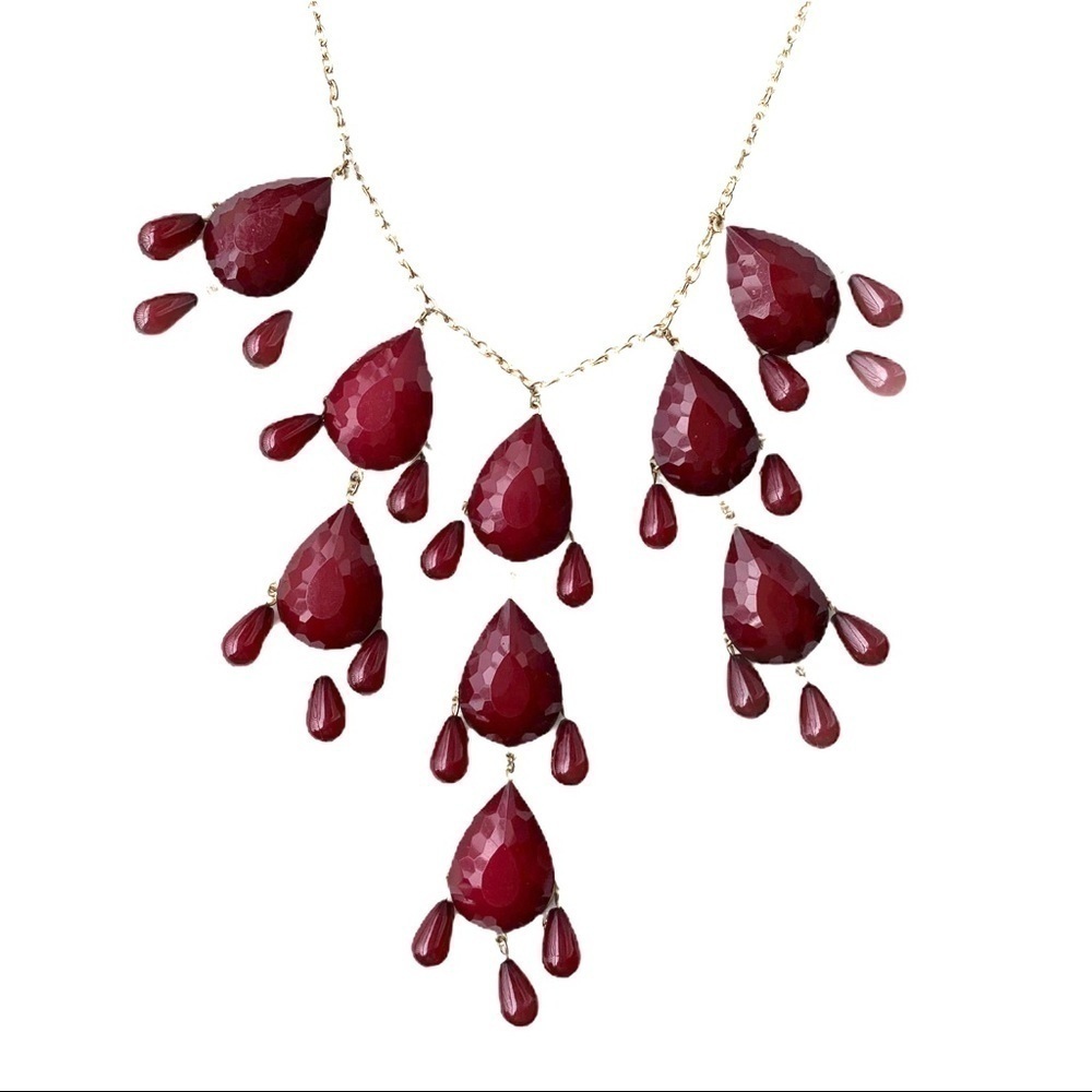 Boutique Fashion Statement Maroon Gold Tone Accent Necklace